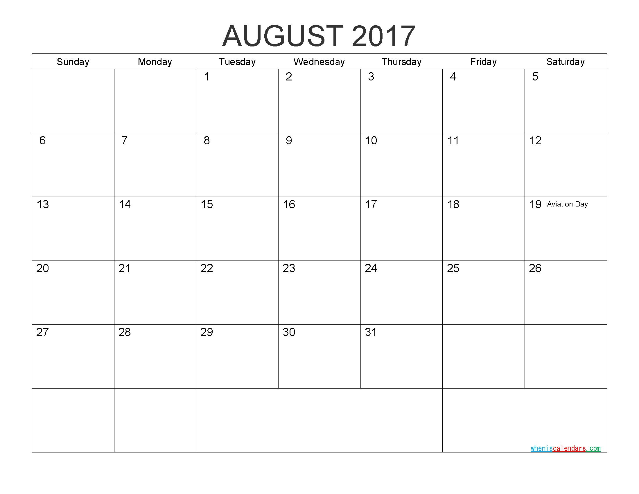 Free Printable Calendar August 2017 As Pdf And Image | Free - Free Printable August 2017