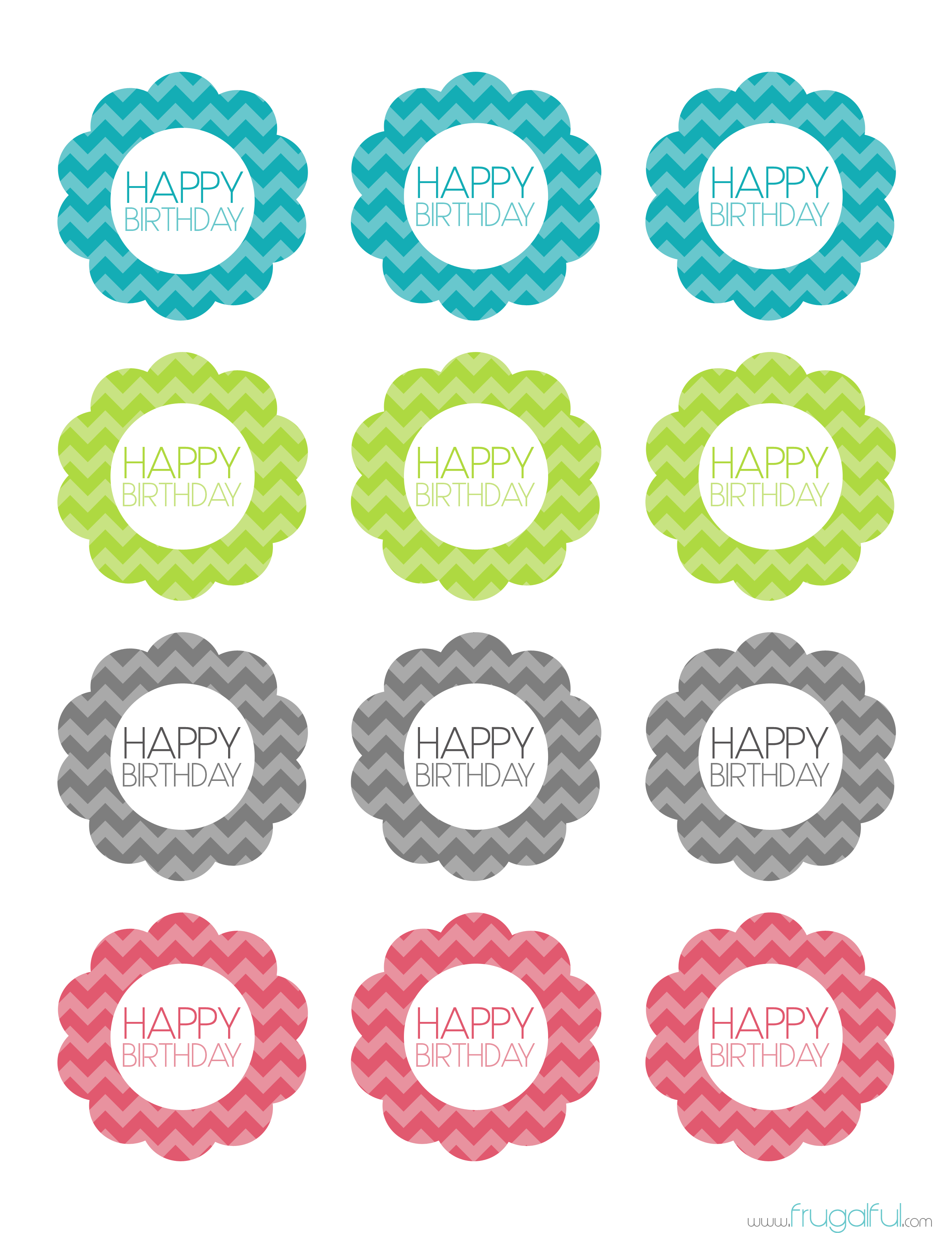 Free Printable Chevron Birthday Cupcake Topper | Frugalful | Par - Free Printable Cupcake Toppers