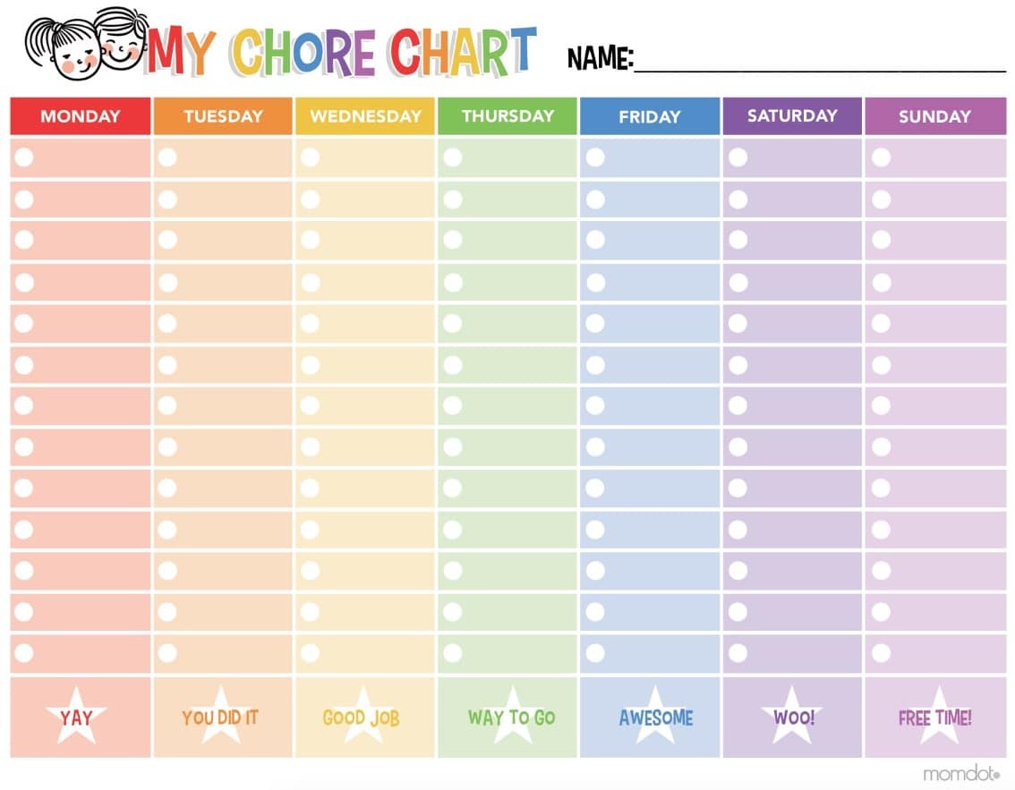 3 Up Printable Weekly Chore Charts Free Printable Downloads From Free Printable To Do Charts