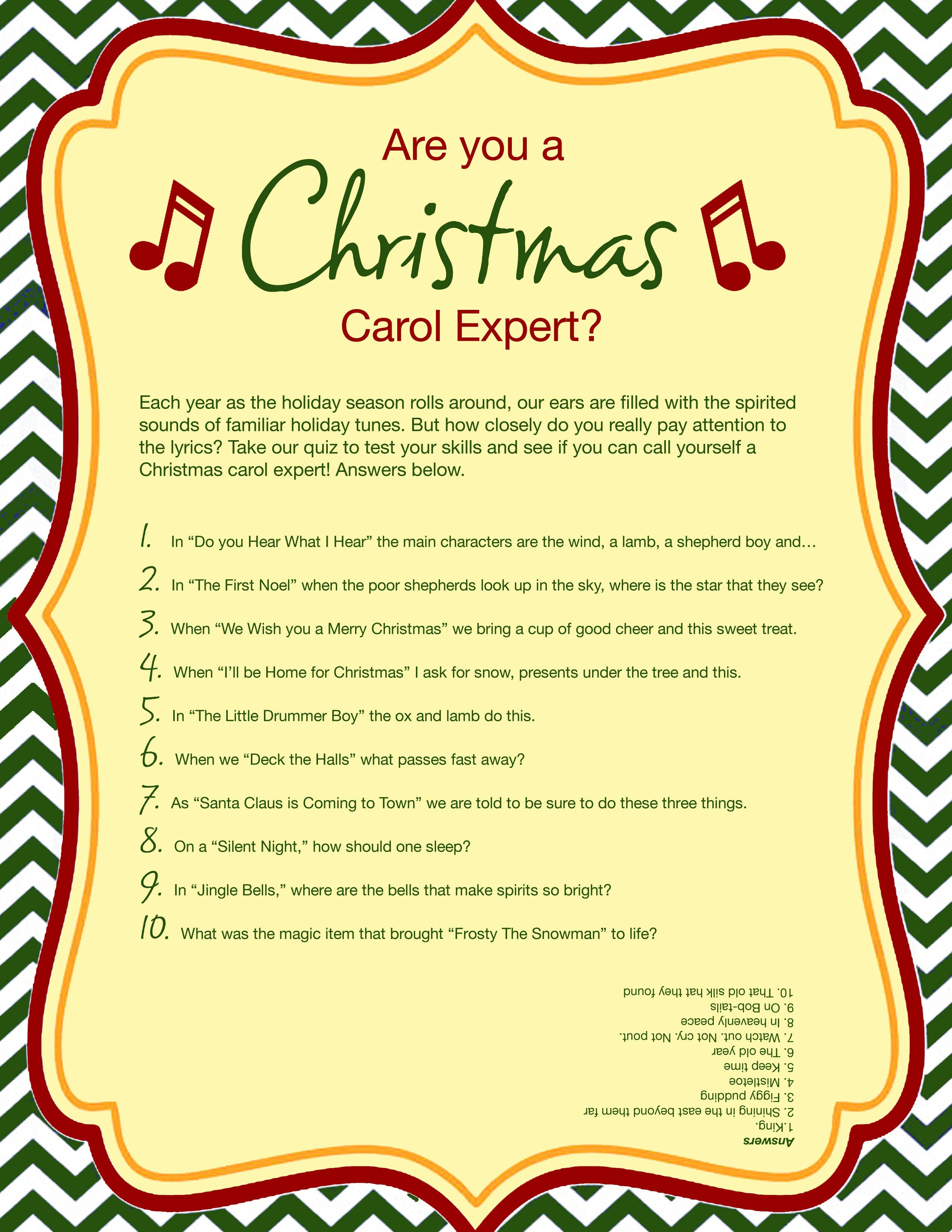 Printable Christmas Carol Lyrics Printable World Holiday