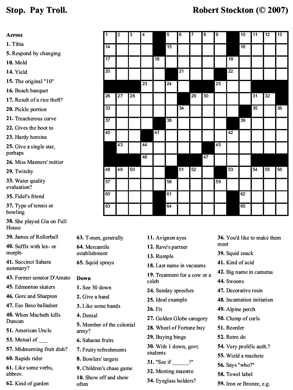 Free Easy Printable Crossword Puzzles For Adults With Answer Key