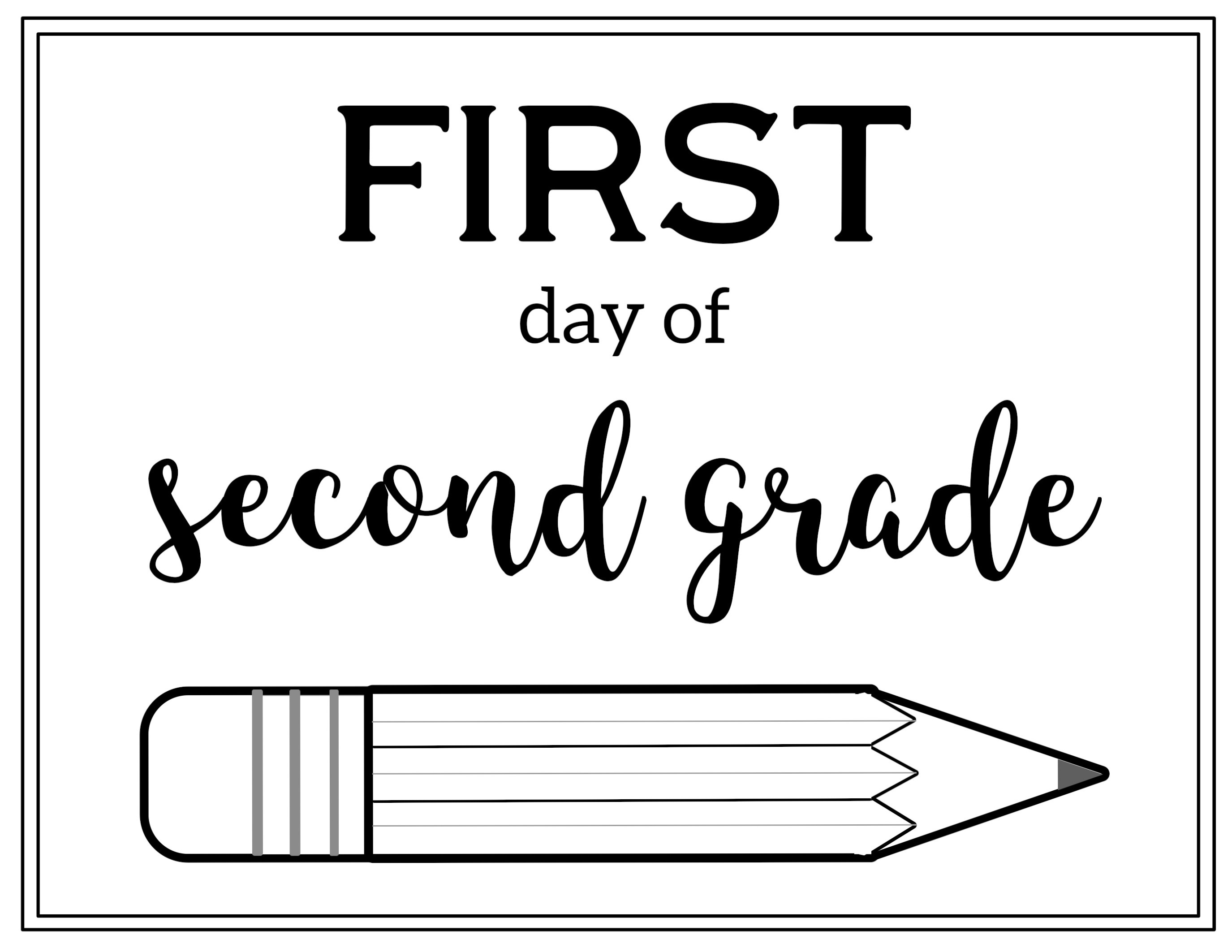 Free Printable First Day Of School Sign {Pencil} - Paper Trail Design - First Day Of Second Grade Free Printable Sign