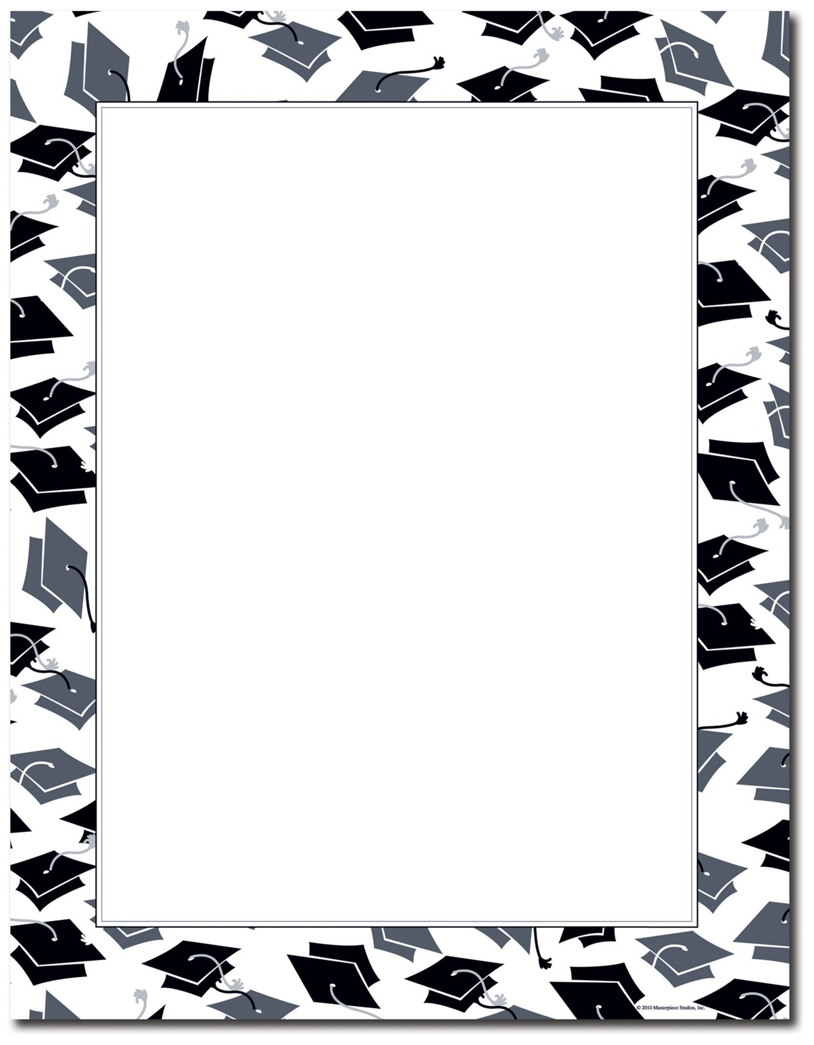 Free Printable Graduation Paper | Mortar Hat Border Letterhead - Free Printable Graduation Paper