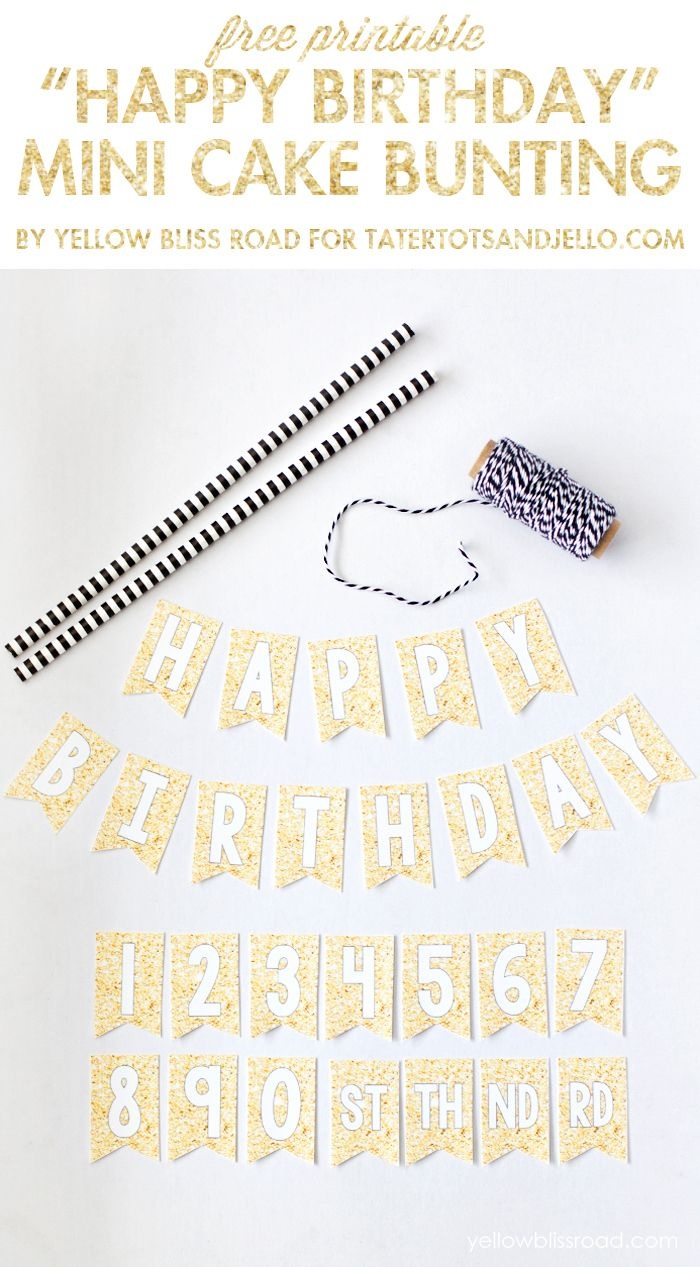 Free Printable Happy Birthday Mini Cake Bunting | Wantneedlove - Free Printable Happy Birthday Cake Topper