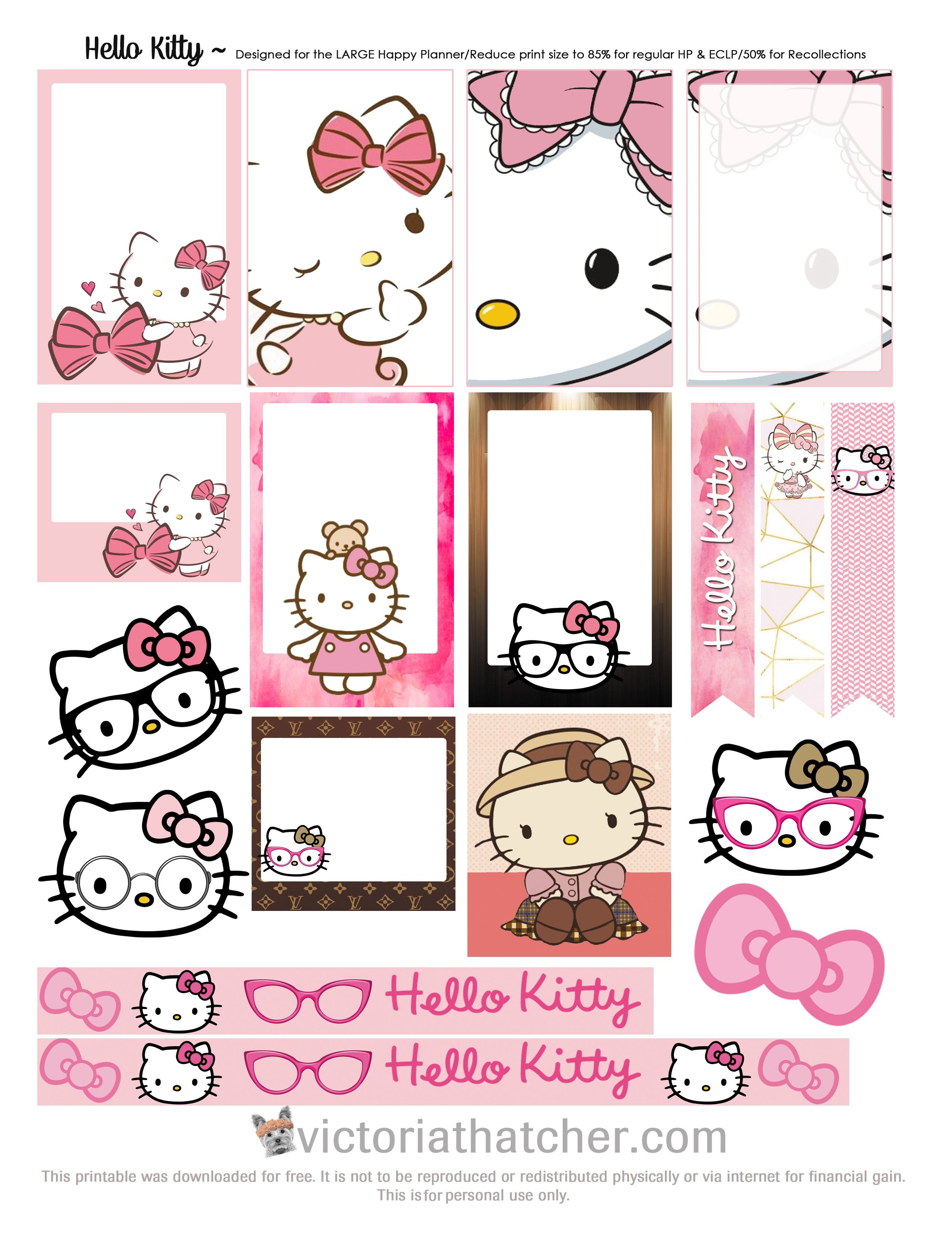 Free Printable Hello Kitty Planner Stickers From Victoria Thatcher - Hello Kitty Name Tags Printable Free