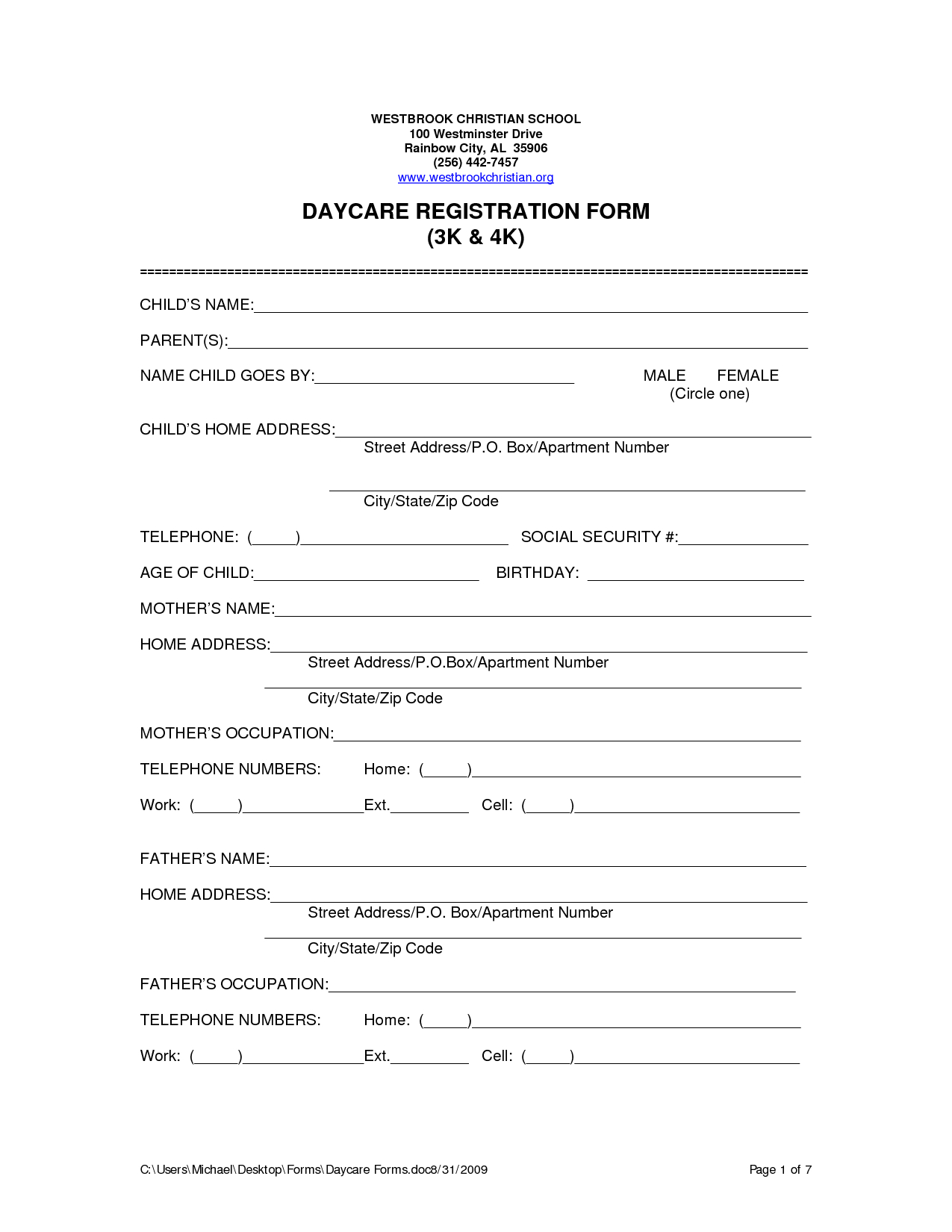 Free Printable Home Daycare Forms | Daycare | Daycare Forms, Home - Free Printable Daycare Forms
