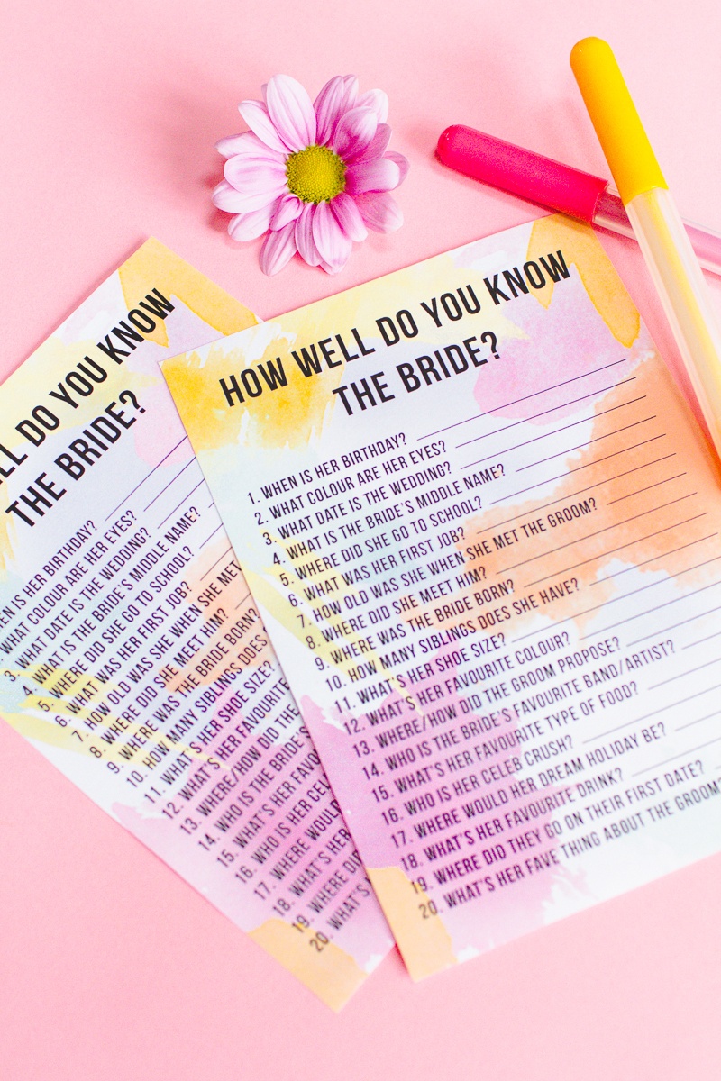 Free Printable &amp;#039;how Well Do You Know The Bride?&amp;#039; Hen Party &amp;amp; Bridal - How Well Do You Know The Bride Free Printable