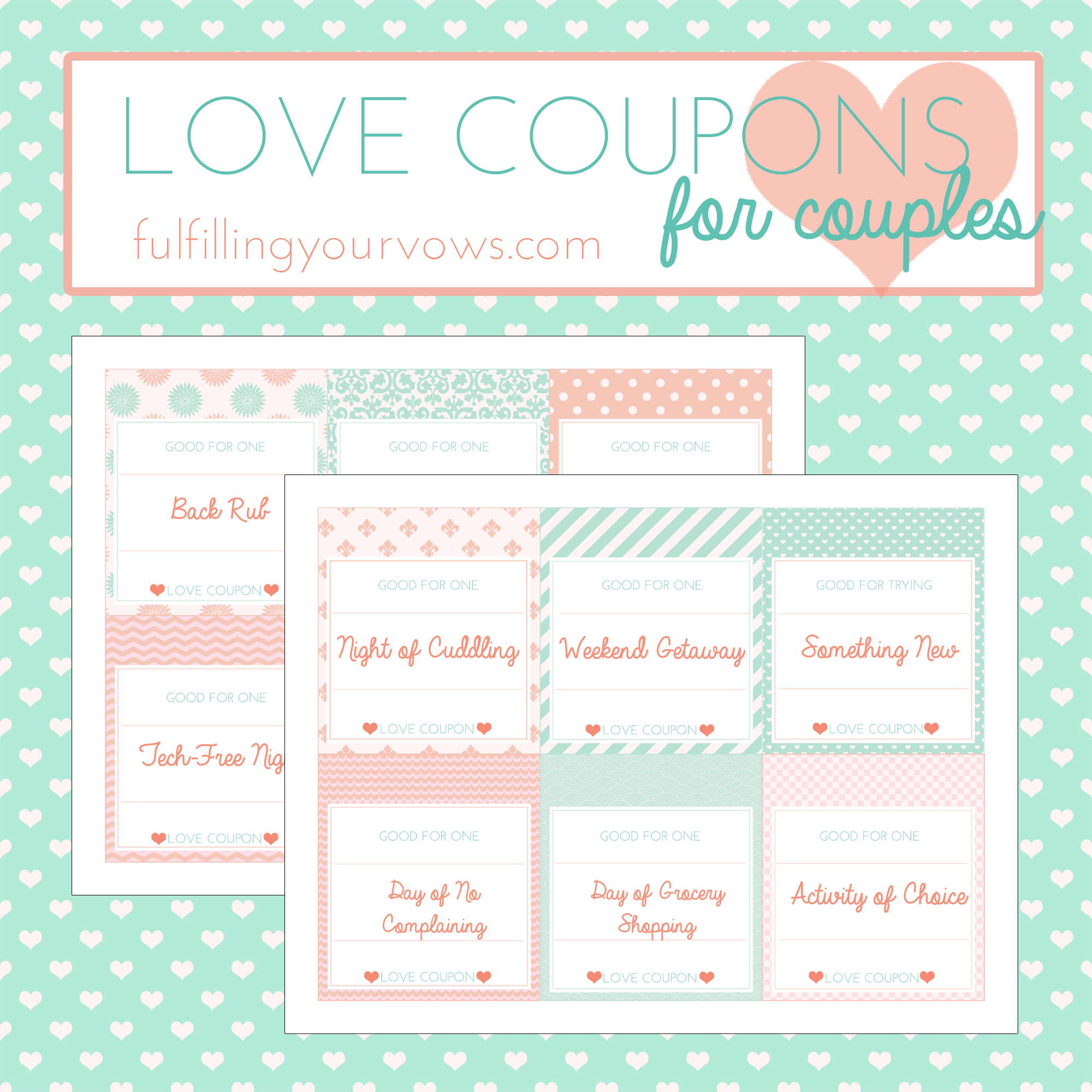 Free Printable Love Coupons For Couples - Fulfilling Your Vows - Free Printable Coupons For Husband