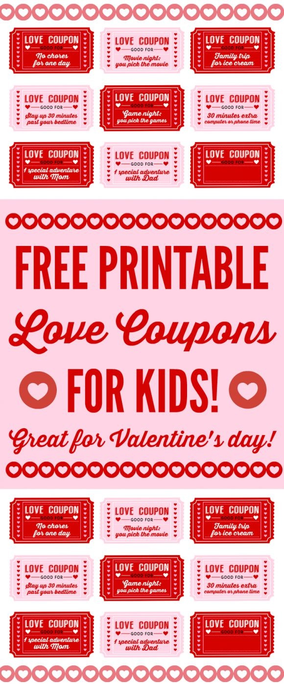 Free Printable Love Coupons For Kids On Valentine&amp;#039;s Day - Free Printable Coupon Book For Boyfriend