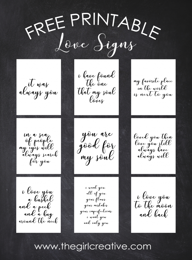 Free Printable Love Signs | Trouw Ideetjes - Plakboeken Ideeën - Free Black And White Printable Art