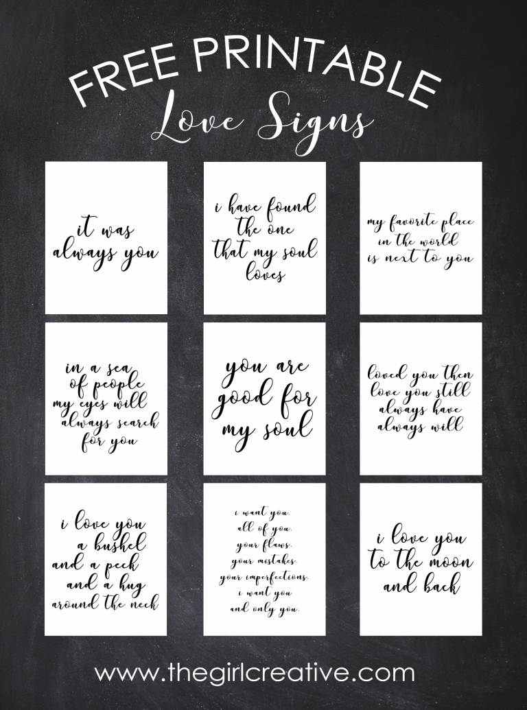 Free Printable Love Signs | Wedding Quotes, Valentine&amp;#039;s Day Signs - Free Printable Signs