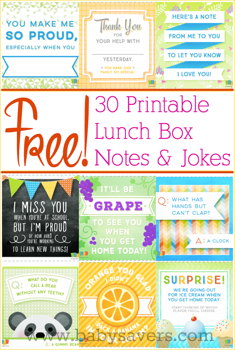 Free Printable Lunch Box Notes And Jokes For All Ages! - Free Printable Lunchbox Notes