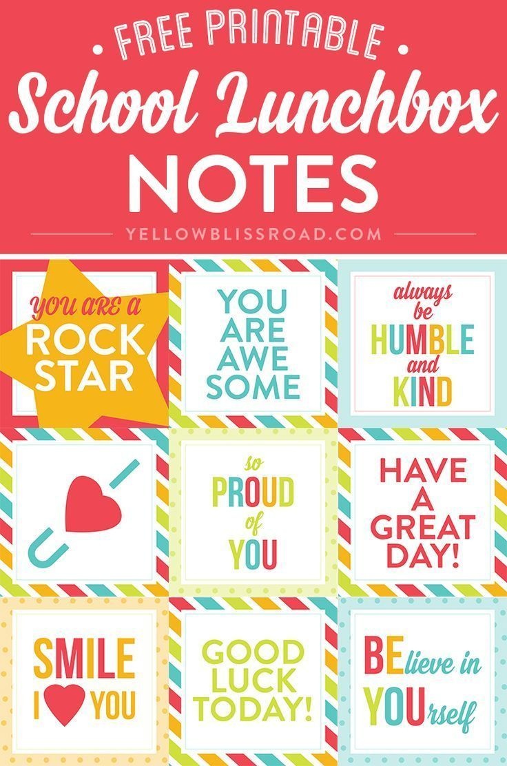 Free Printable Lunch Box Notes | Kids - Crafts, Games And Activities - Free Printable Lunchbox Notes