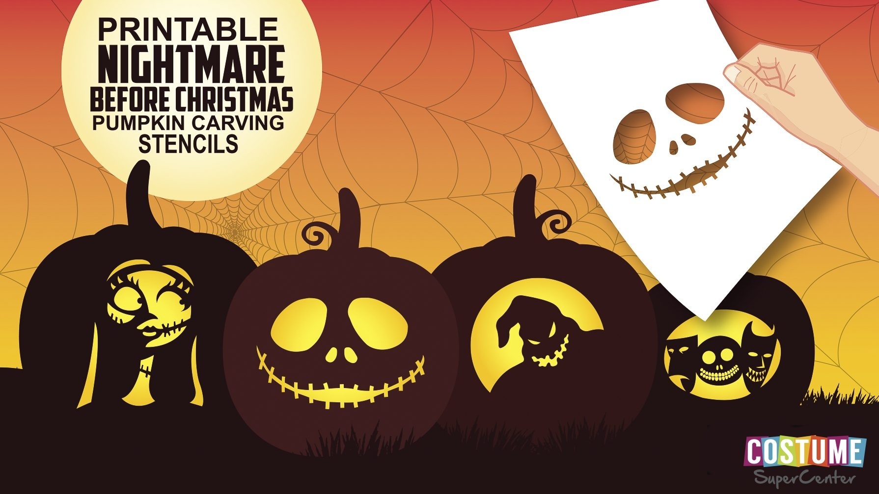 Free Printable Nightmare Before Christmas Pumpkin Carving Stencils - Free Printable Nightmare Before Christmas Pumpkin Stencils