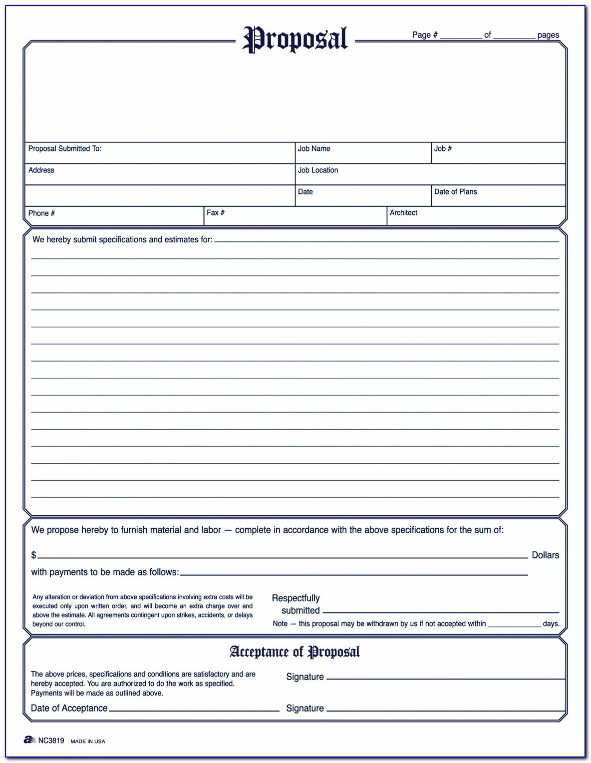 31 Construction Proposal Template Construction Bid Forms Free