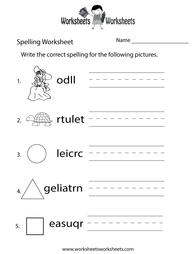 Free Printable Spelling Practice Worksheet - Free Printable Spelling Worksheets For Adults