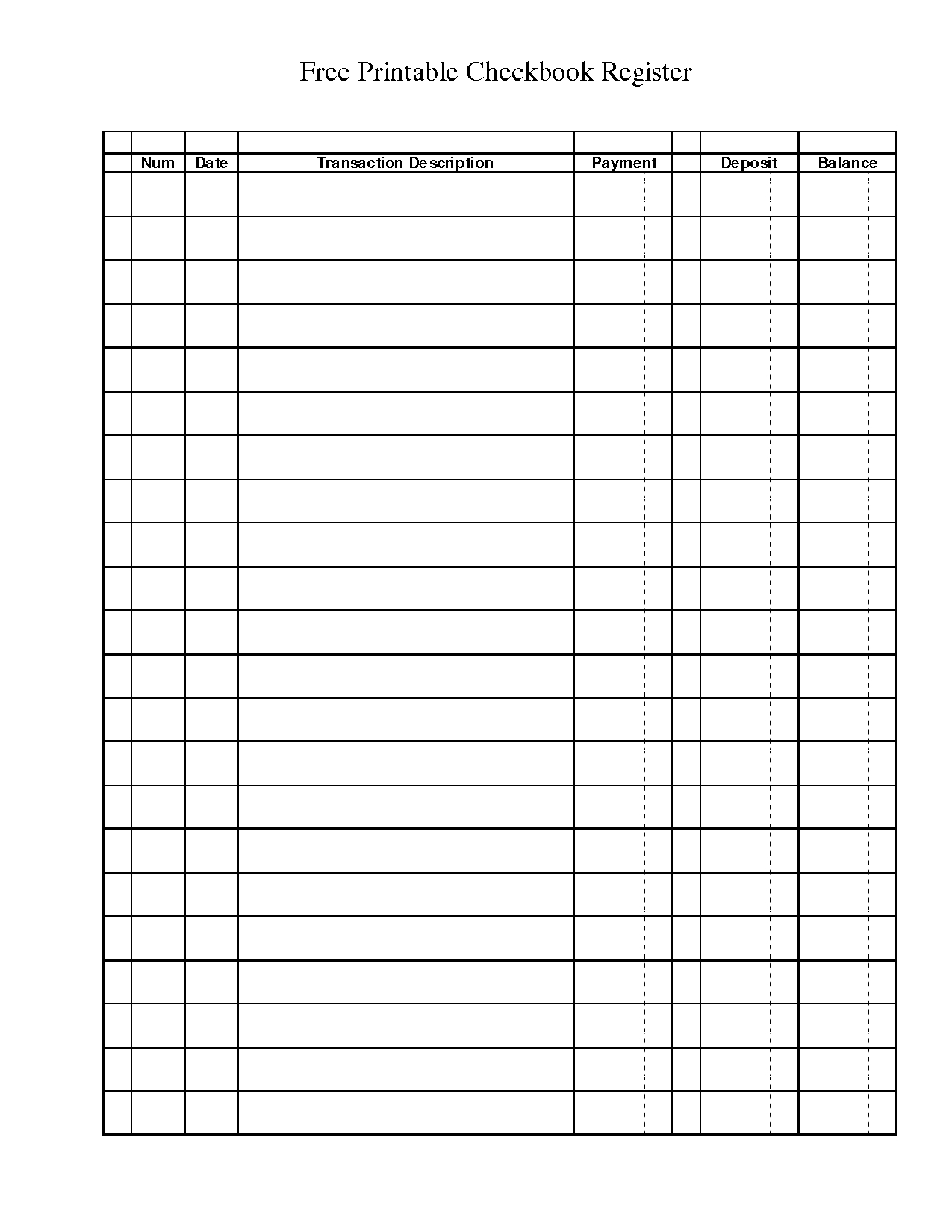 Free Printable Template Chores | Free Printable Check Register - Free Printable Check Register