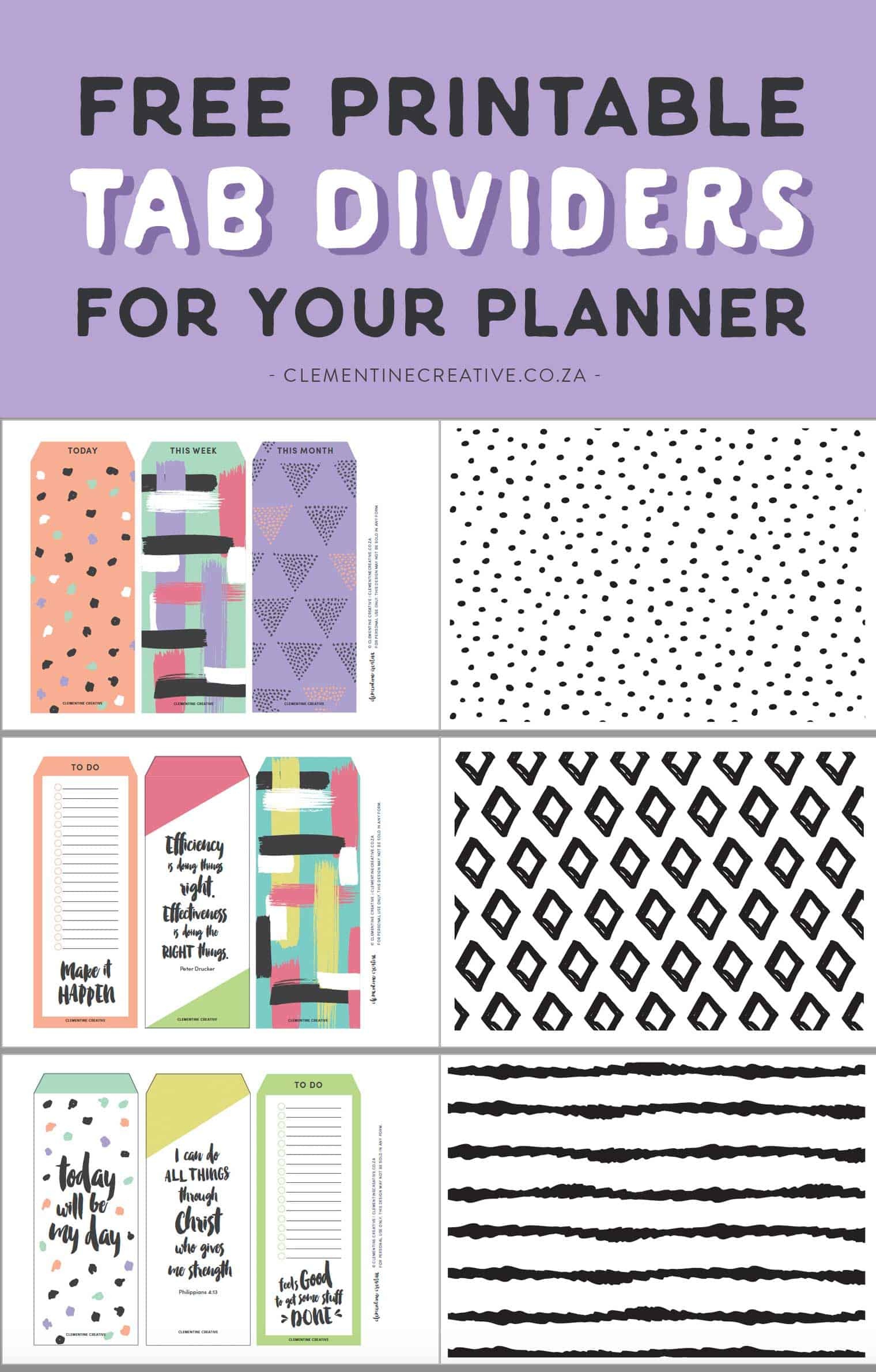 Free Printable Top Tab Dividers For Planners, Diaries And Agendas - Free Printable Tabs For Binders