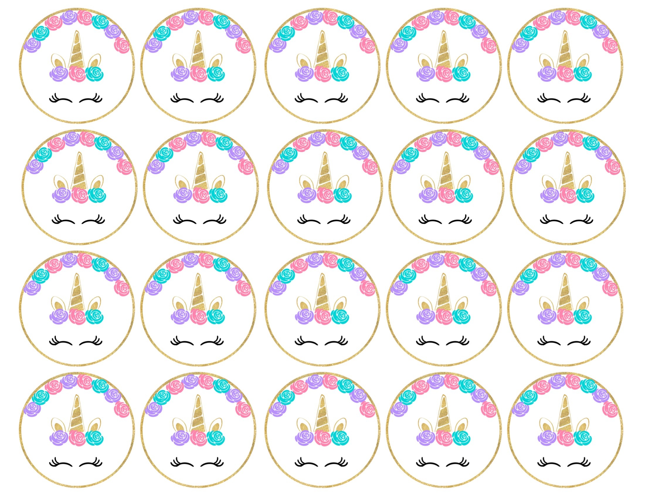 Free Printable Unicorn Cupcake Toppers - Paper Trail Design - Free Printable Cupcake Toppers