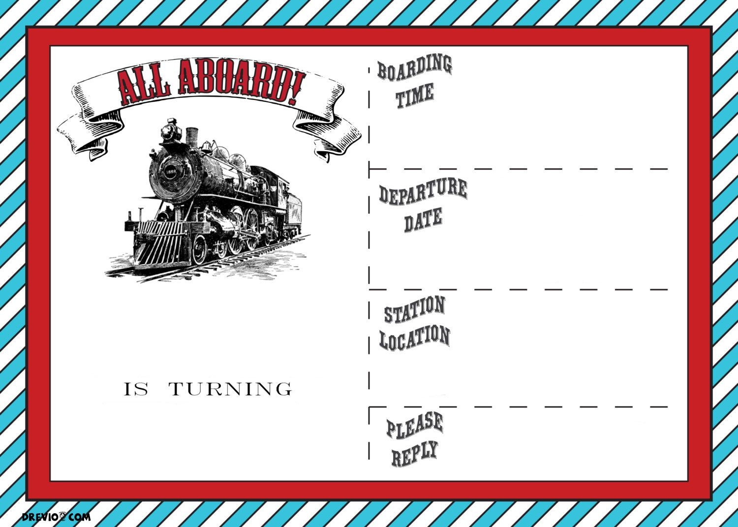 Free Printable Vintage Train Ticket Invitation | Free Printable - Free Printable Ticket Invitations