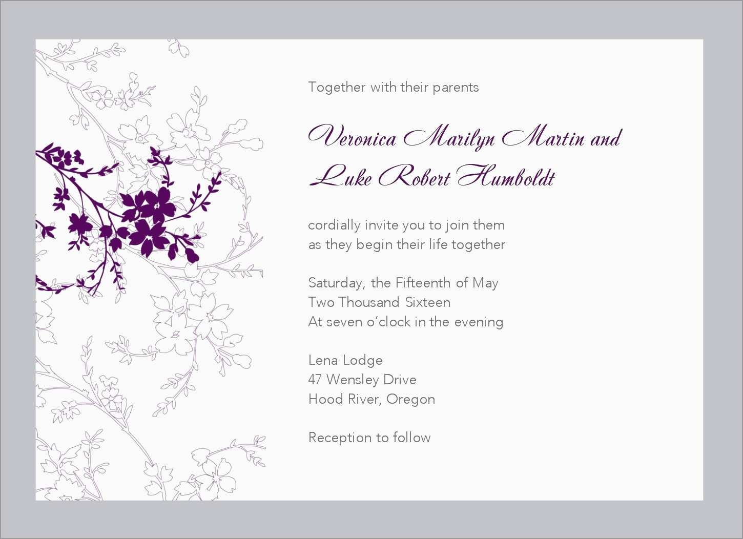 Free Printable Wedding Invitation Templates For Microsoft Word - Free Printable Wedding Invitation Templates For Word