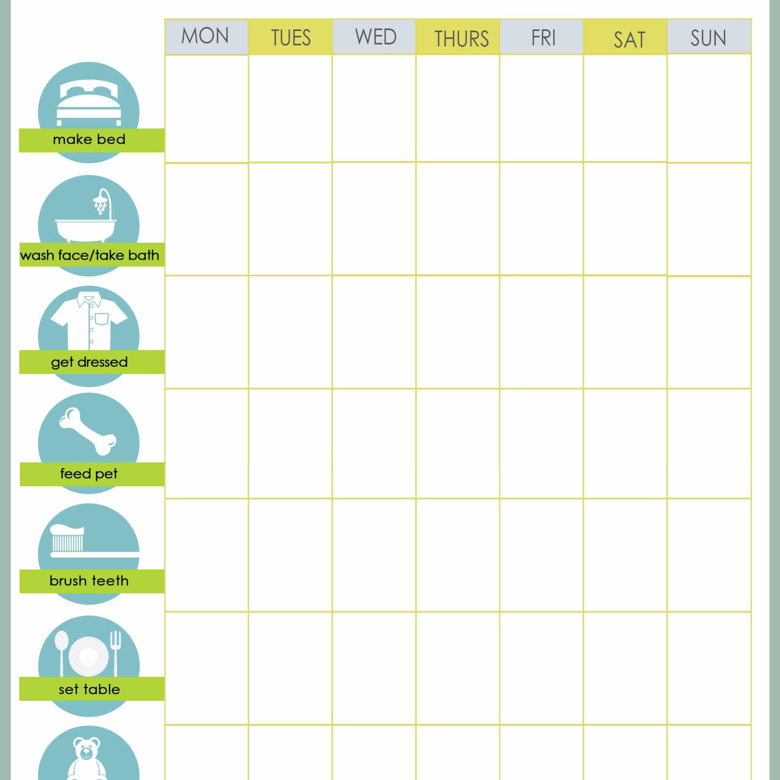 Free Printable Weekly Chore Charts - Free Printable Teenage Chore Chart