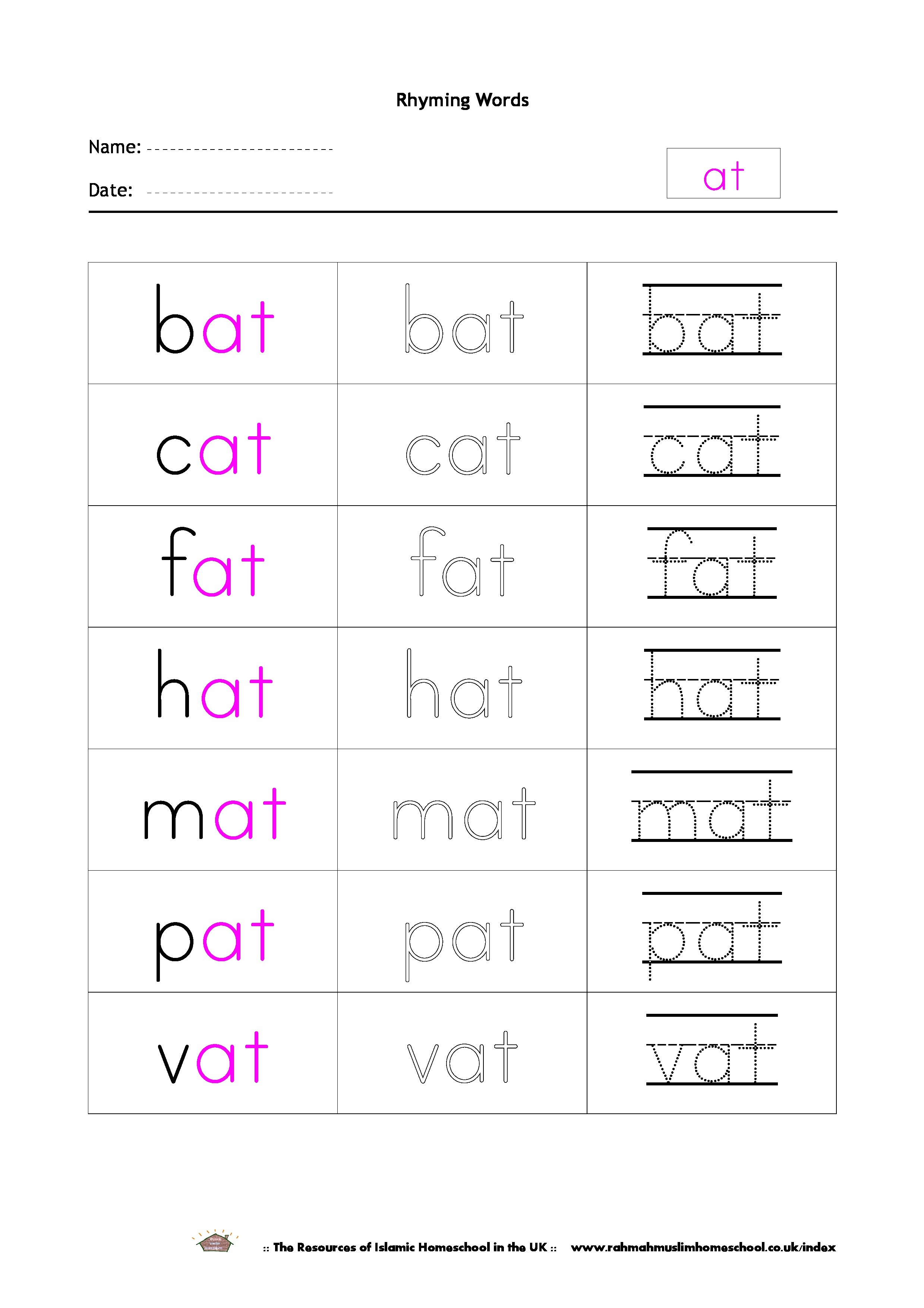 Free Printable Rhyming Words Flash Cards Free Printable