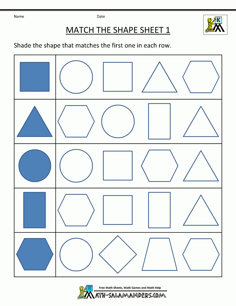 Free Shape Worksheets Kindergarten - Free Printable Shapes