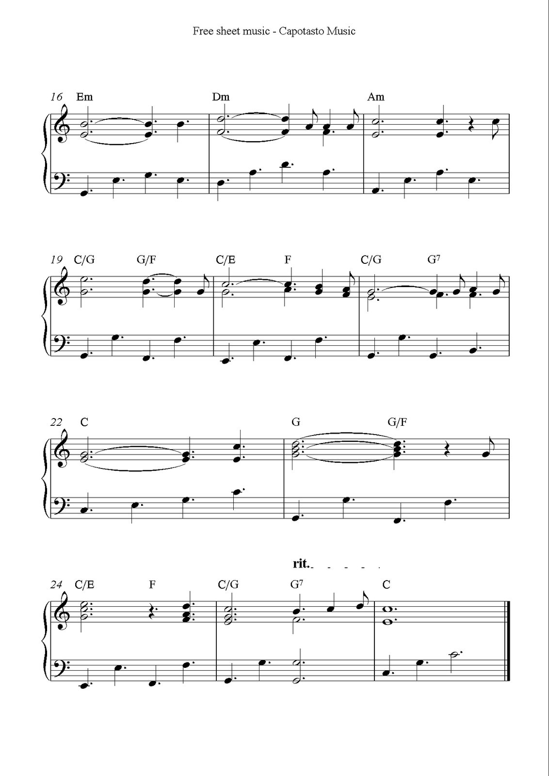 Free Sheet Music Scores: Free Easy Christmas Piano Sheet Music, O - Christmas Songs Piano Sheet Music Free Printable