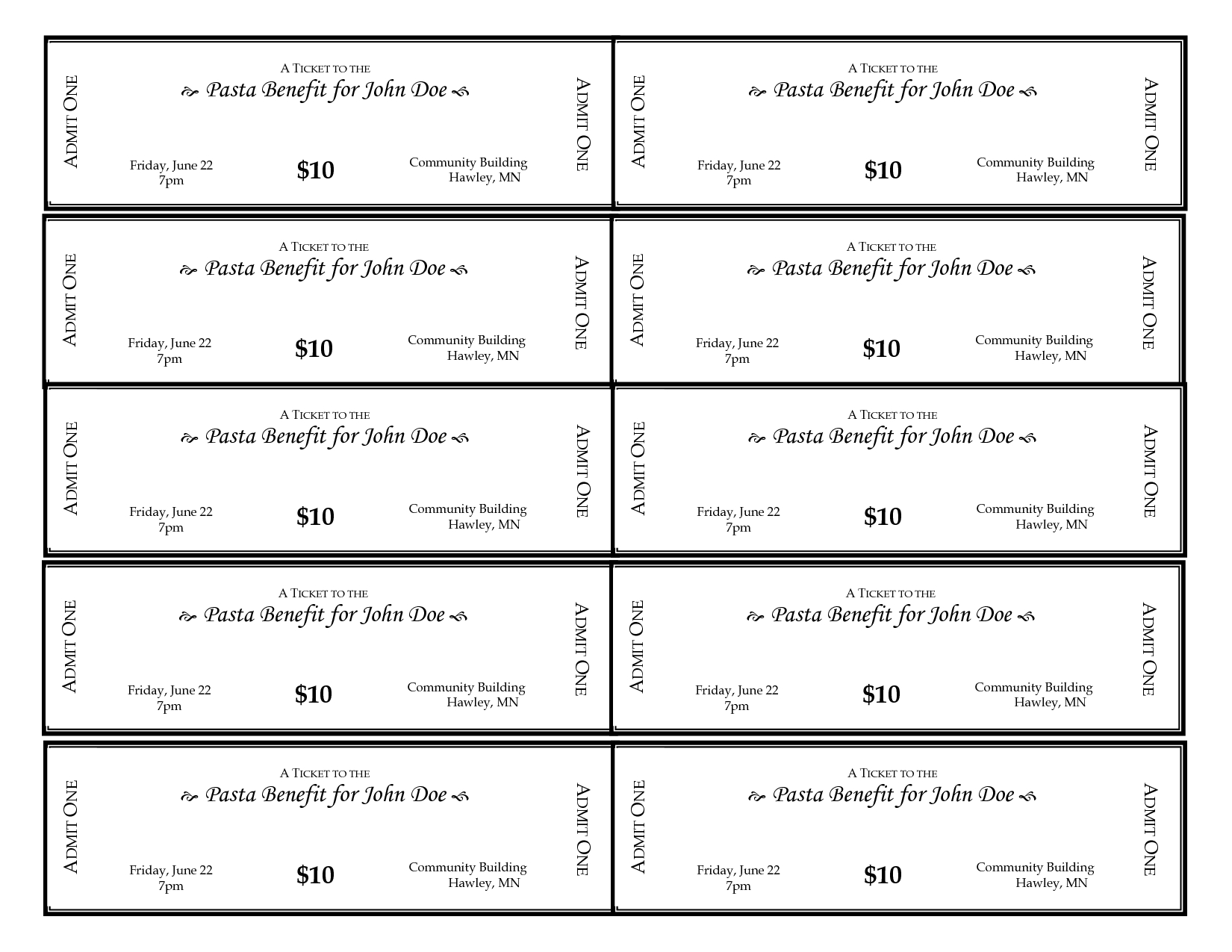 Basic Raffle Ticket Template