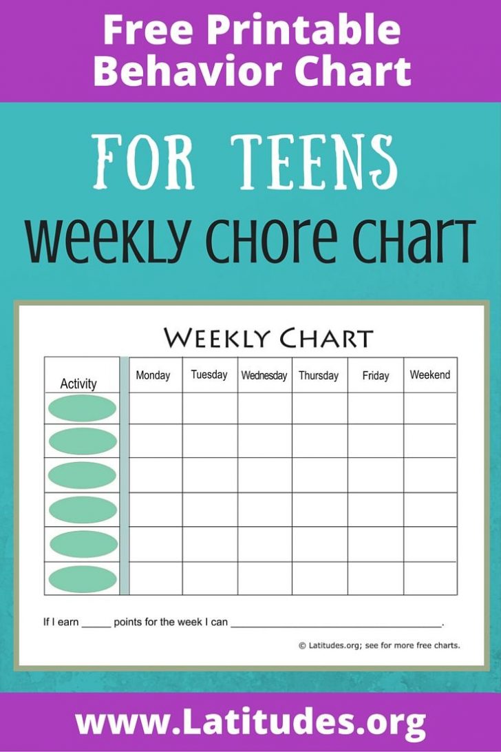 Free Printable Reward Charts For Teenagers