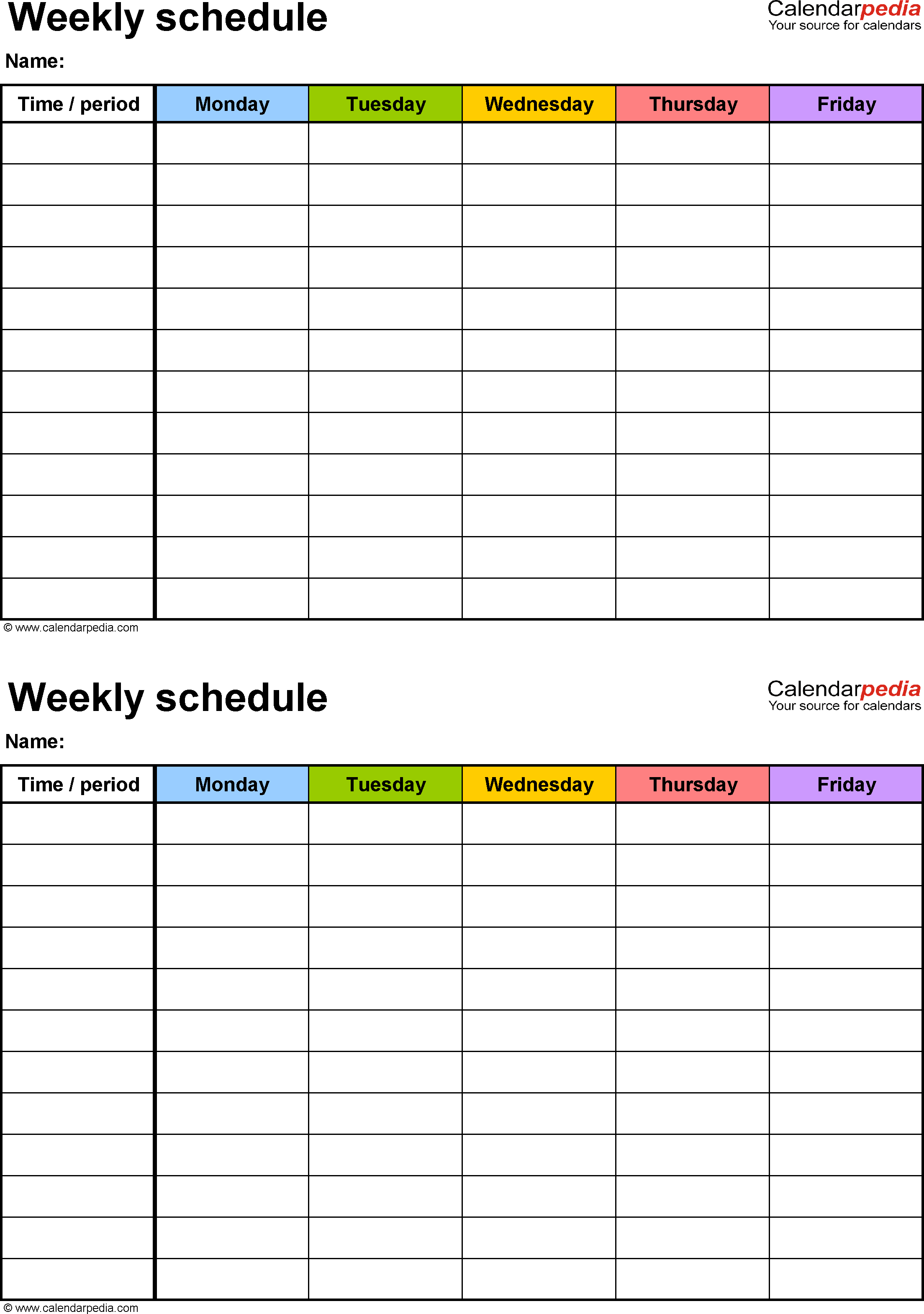 free work schedule maker 2018