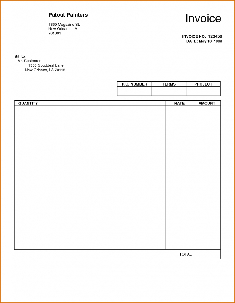 blank invoice template printable