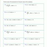 Free Worksheets For Evaluating Expressions With Variables; Grades 6   Free Printable Algebra Worksheets Grade 6
