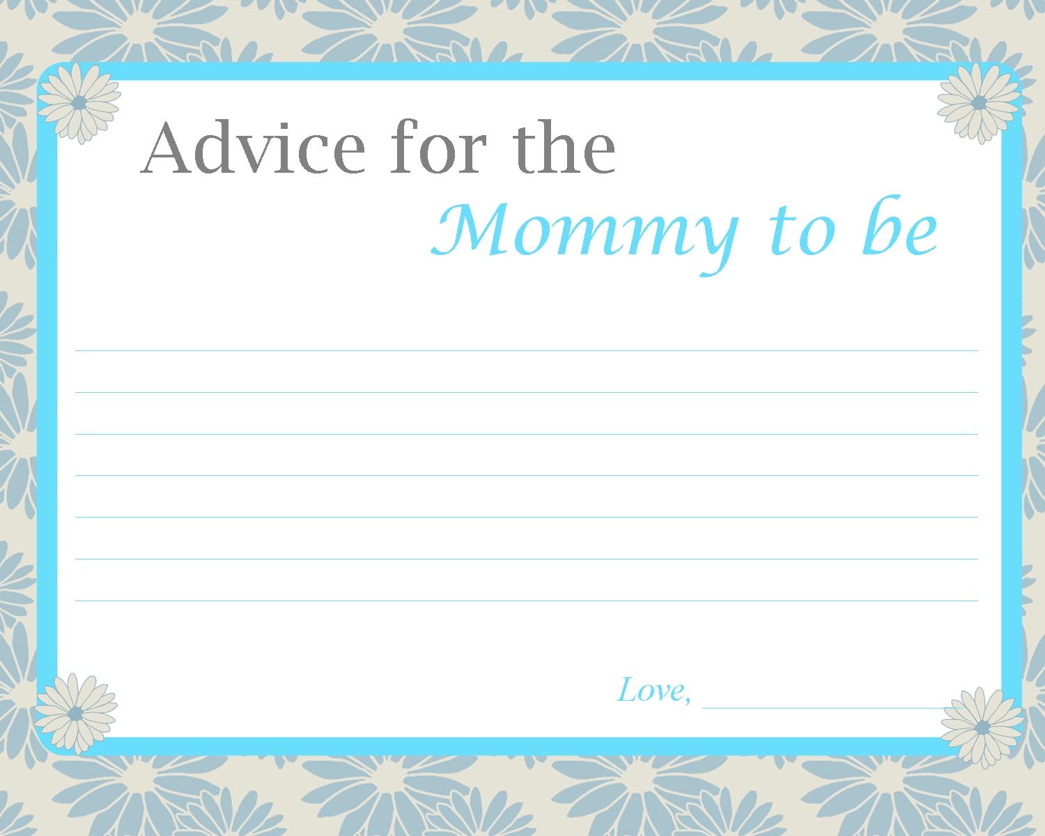 Fun Baby Shower Activities - Free Mommy Advice Cards Printable