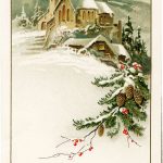 German Christmas Postcard, Vintage Christmas Clip Art, Snowy Winter   Free Printable German Christmas Cards