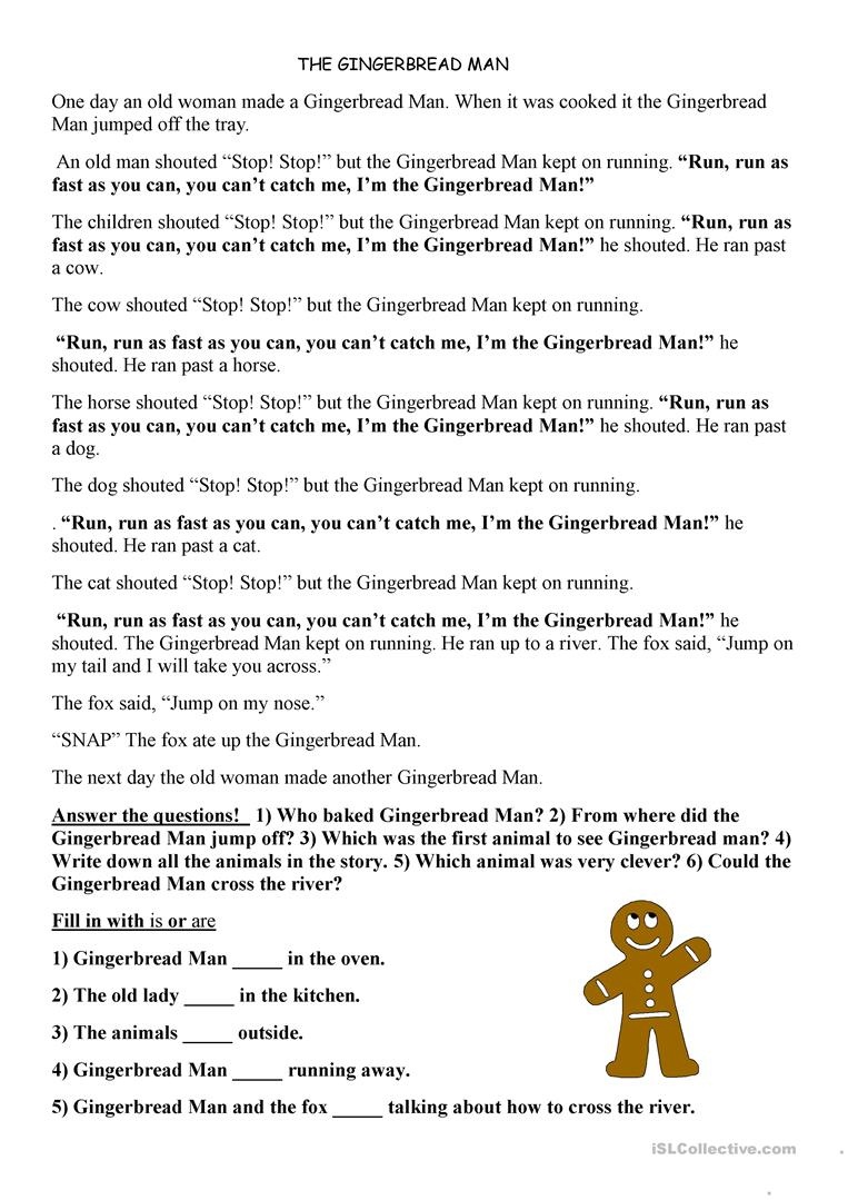 Gingerbread Man Worksheet - Free Esl Printable Worksheets Made - Free Printable Version Of The Gingerbread Man Story