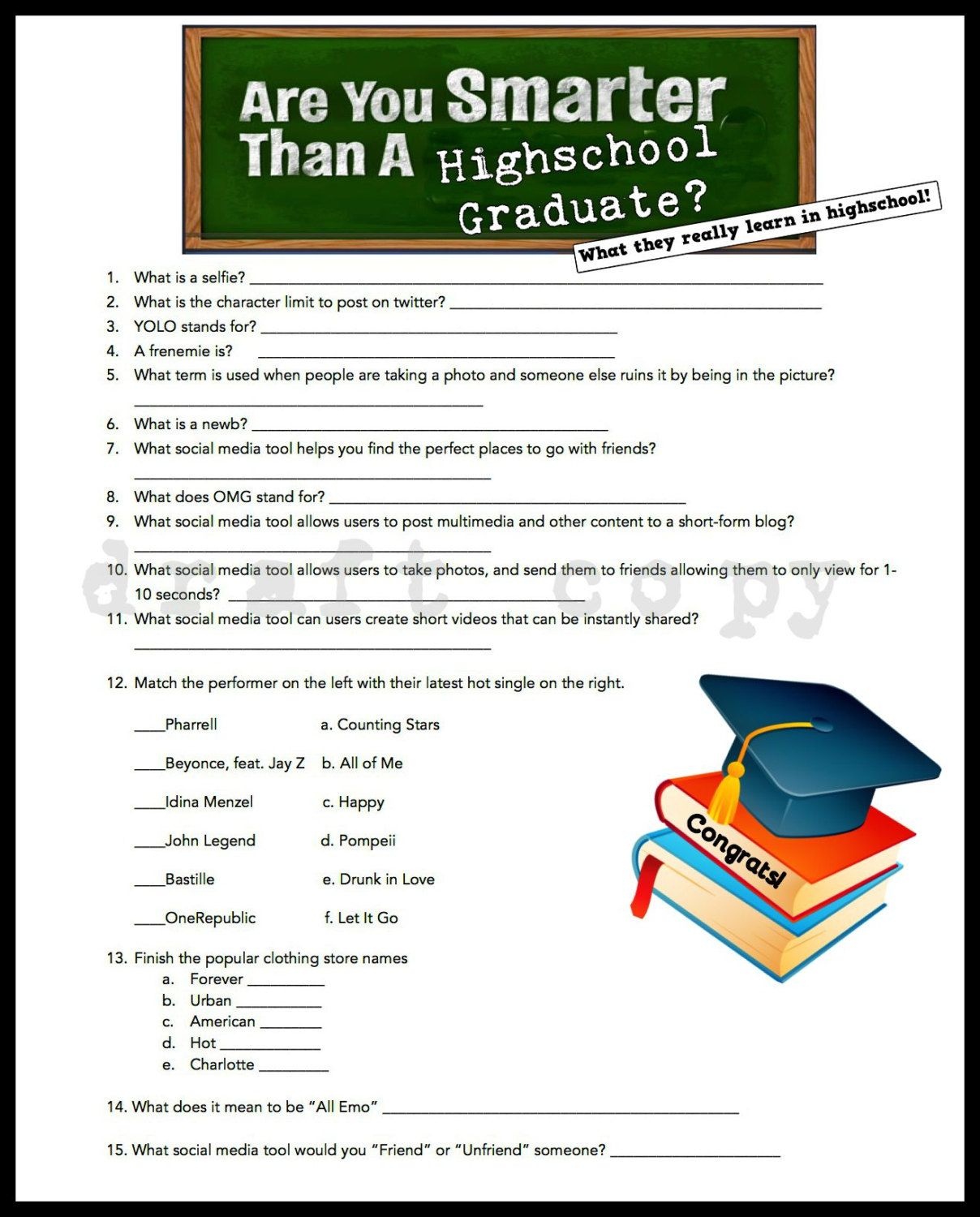 Free Printable Graduation Party Games Printable World Holiday