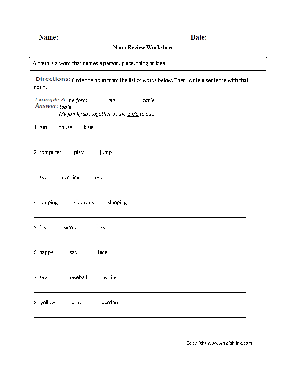 Grammar Worksheets | Parts Of Speech Worksheets - Free Printable Parts Of Speech Worksheets
