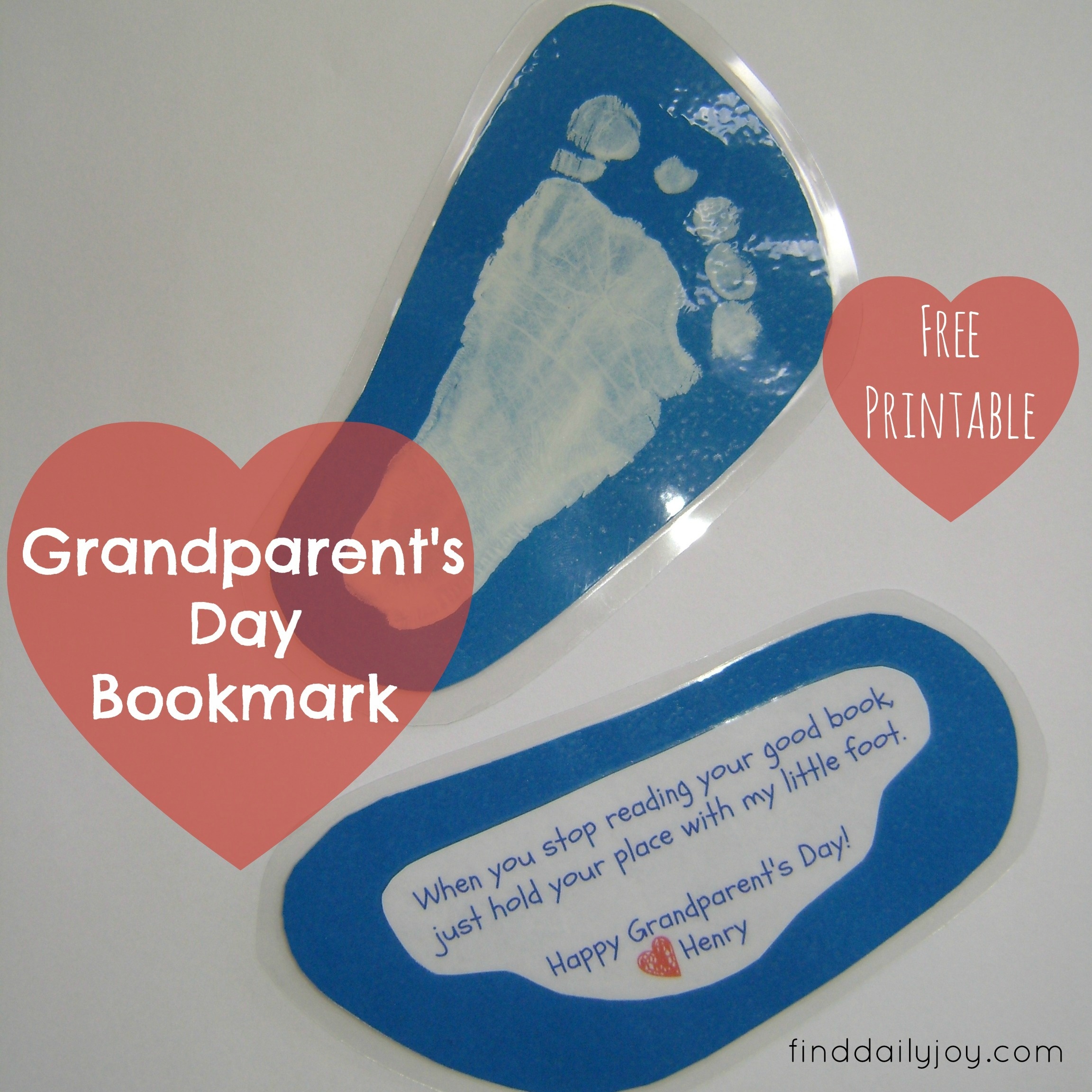 Grandparent's Day Bookmark {Free Printable} | Find Daily Joy - Free Printable Baby Bookmarks