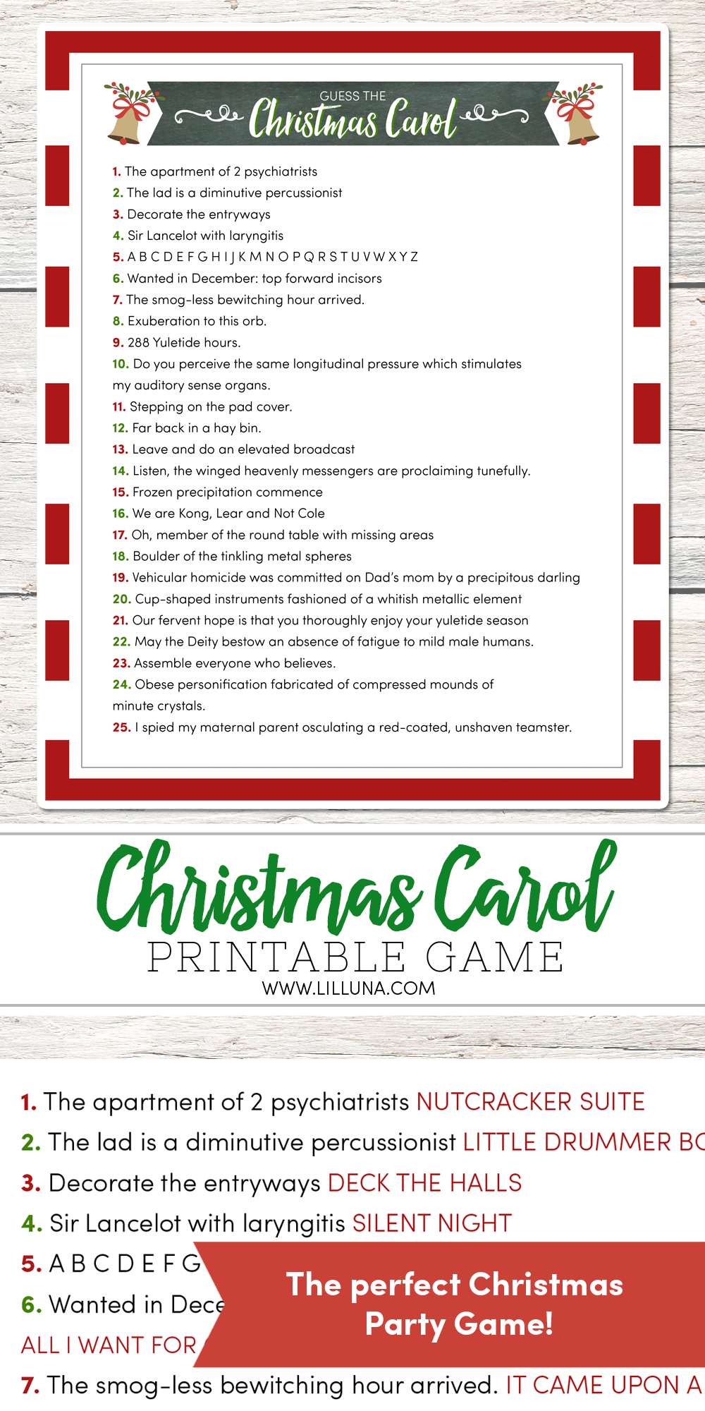 Christmas Song Lyrics Game Free Printable Free Printable