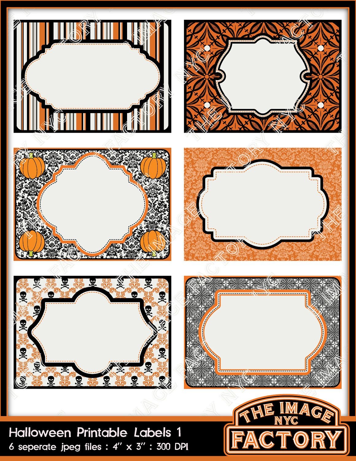 Halloween Printable Labels &amp; Tags, For Gift Tags, Place Cards - Free Printable Damask Place Cards