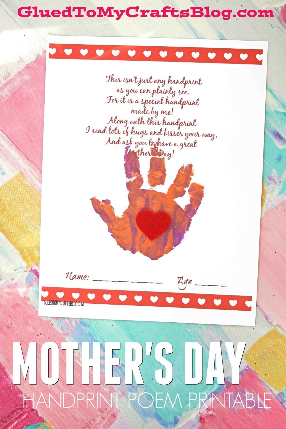 Handprint Mother&amp;#039;s Day Poem Printable | Glued To My Crafts - Free Printable Mothers Day Poems