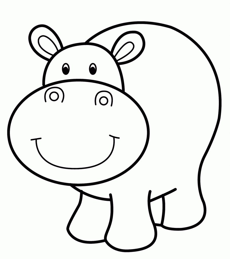 Hippo Coloring Pages Printable Free | Coloring Sheets | Easy - Free