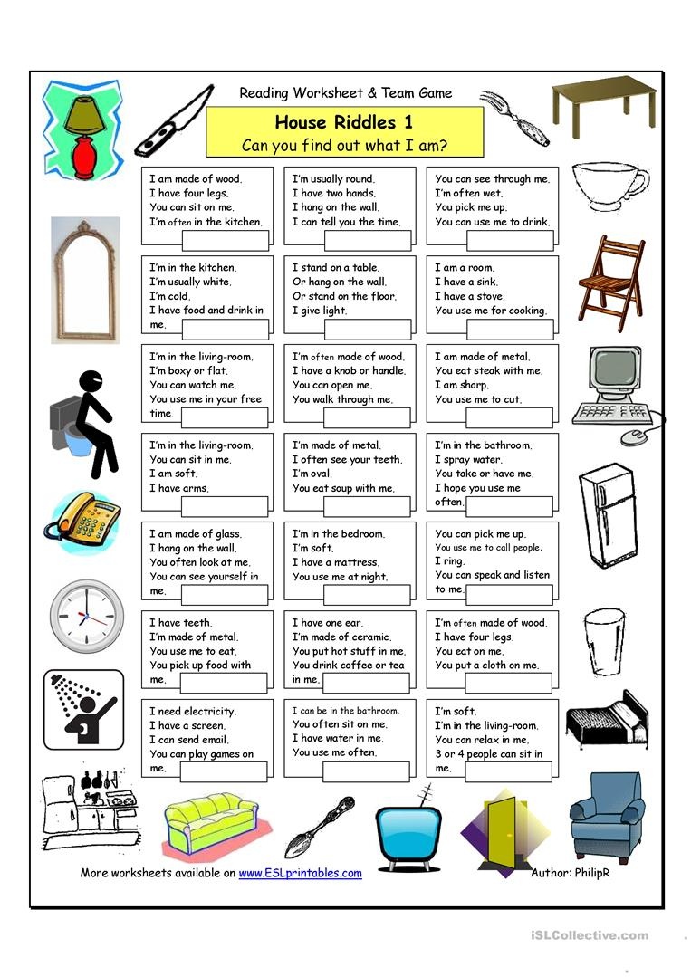 House Riddles (1) - Easy Worksheet - Free Esl Printable Worksheets - Free Printable Riddles