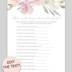 How Well Do You Know The Bride Printable Game (Blush Floral   How Well Do You Know The Bride Free Printable