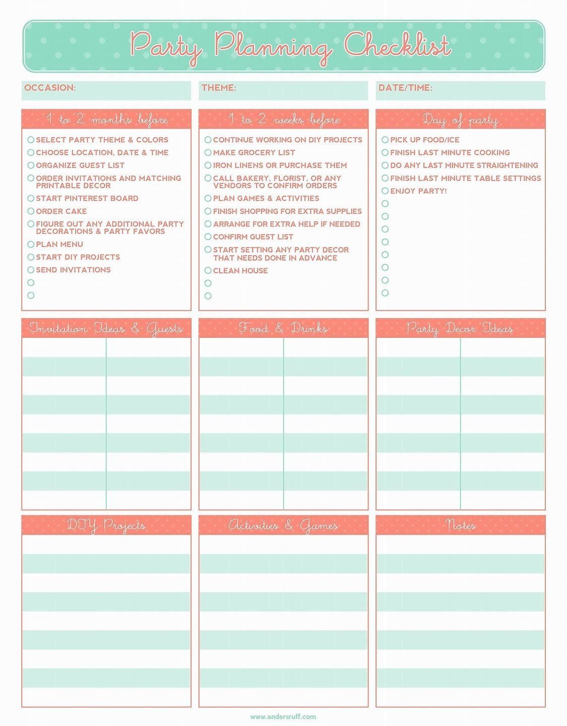 Image Result For Event Planner Free Printables | Event Planner - Free Printable Birthday Guest List