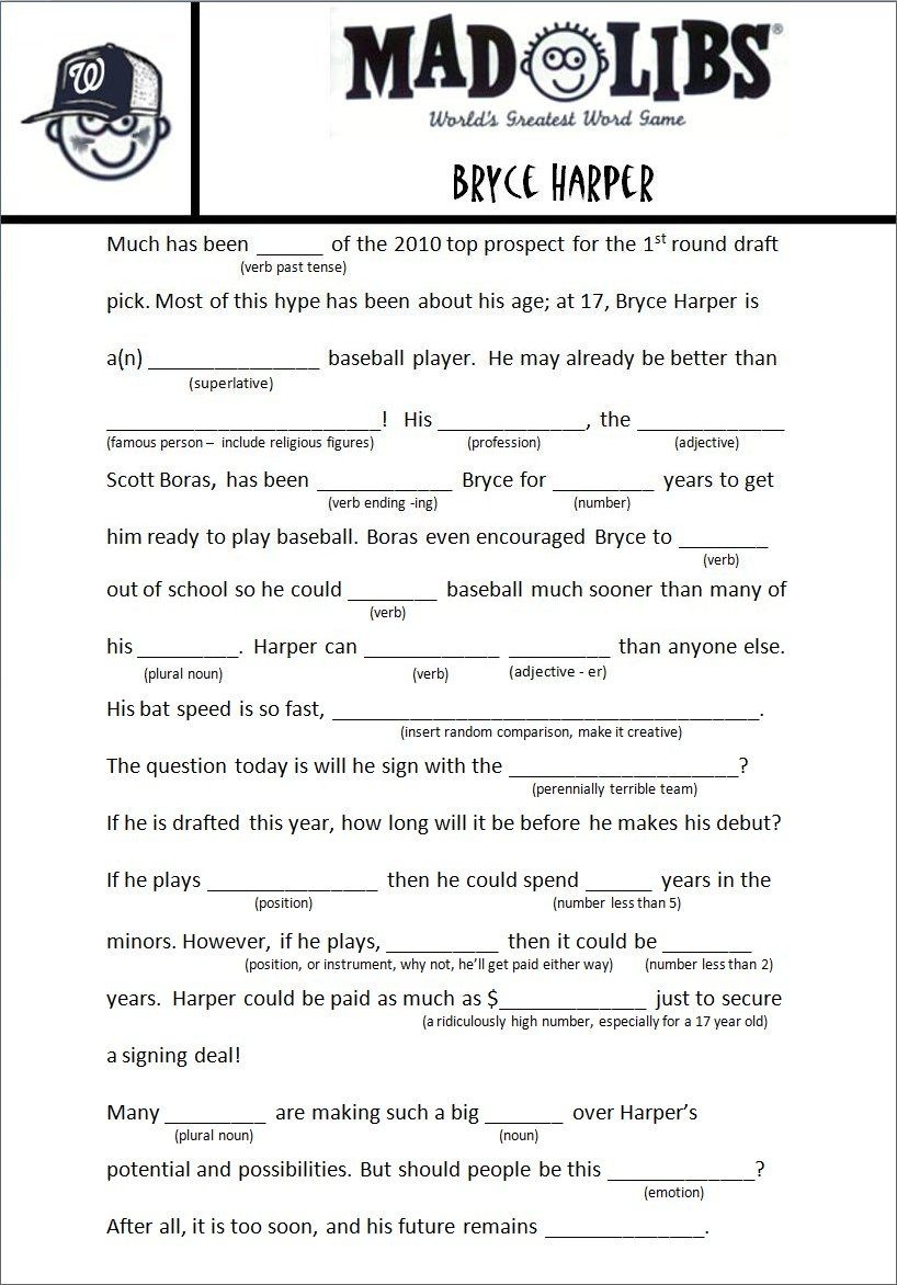 Free Printable Mad Libs For Middle School Students Free Printable