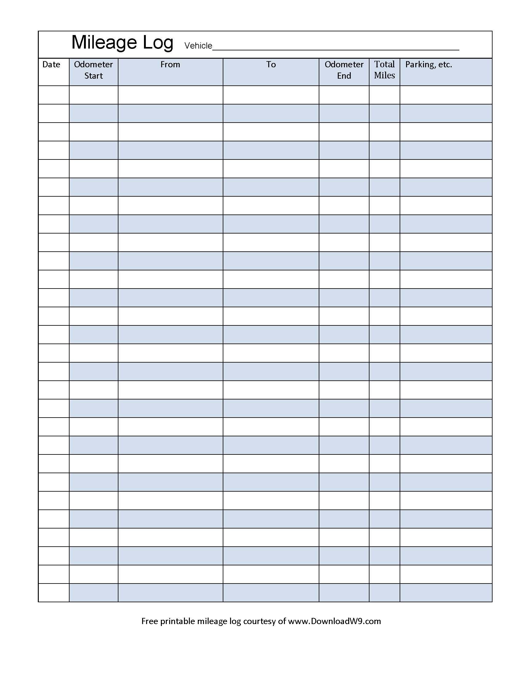 Mileage Tracker Form Printable Printable Mileage Tracker Mileage