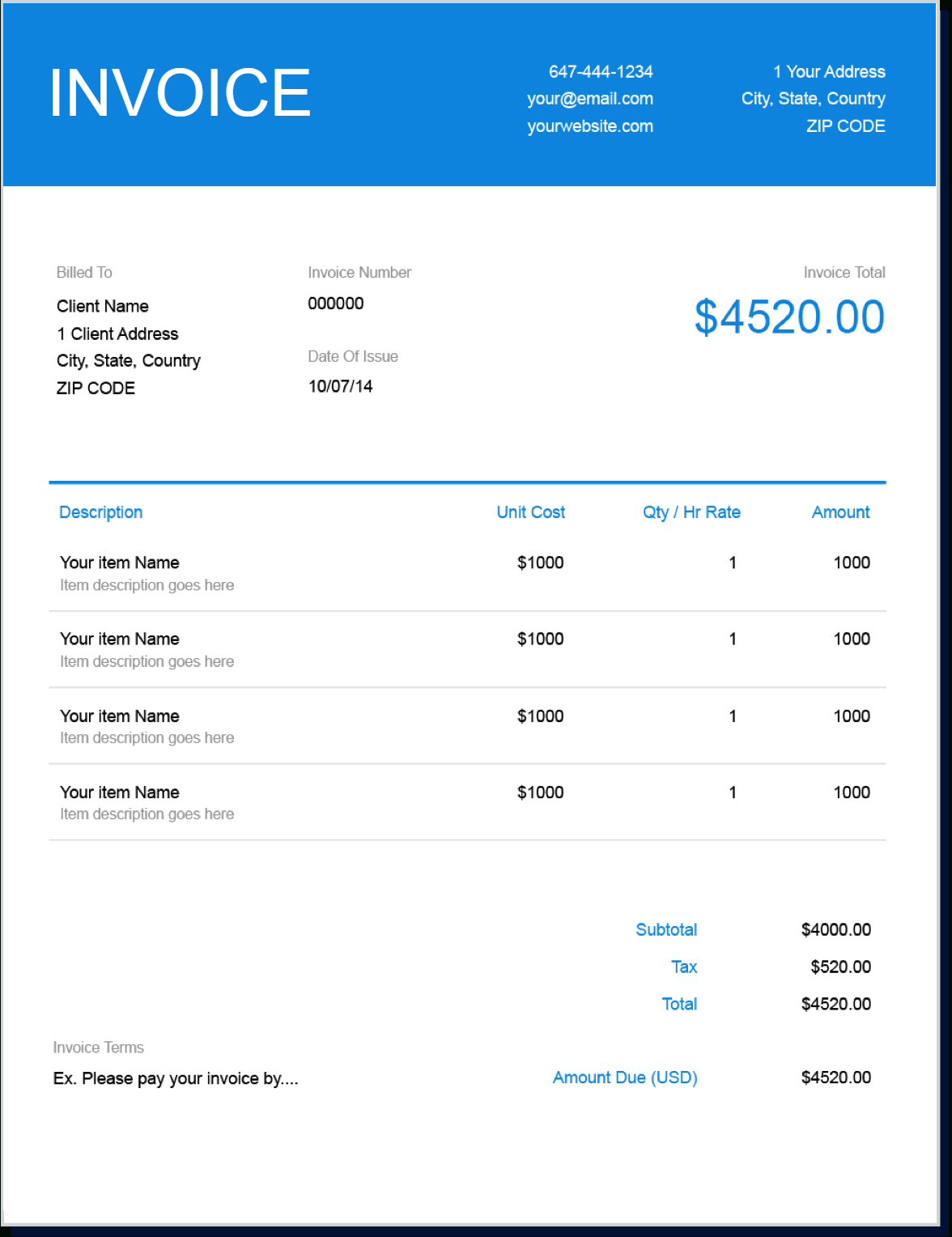 Invoice Template | Send In Minutes | Create Free Invoices Instantly - Free Printable Blank Invoice Sheet